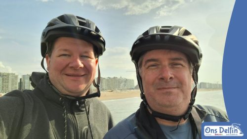 Hans en Roman op de Belgische Pier te Blankenberge (België)